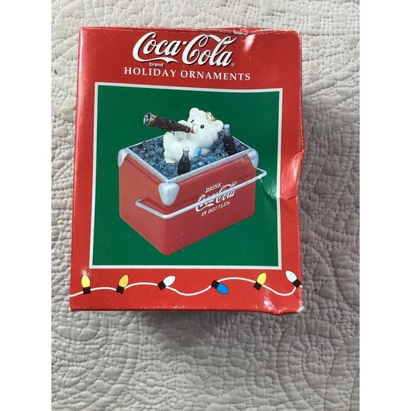 Coca-Cola Holiday Ornament Polar Bear Ice Cooler 1996 Collectible*Enesco Vintage - Picture 1 of 6